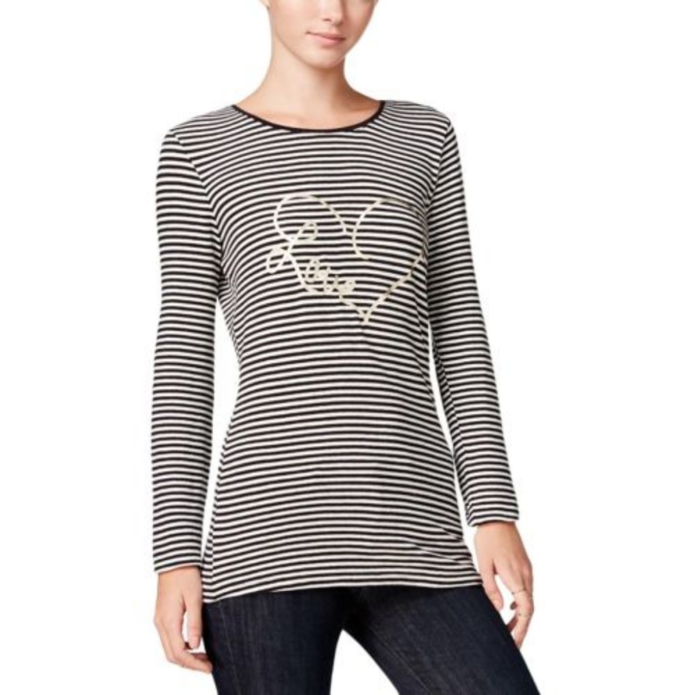 Maison Jules Striped Graphic Long-Sleeve T-Shirt